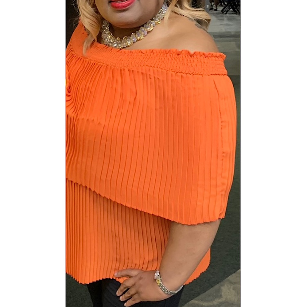 Off The Shoulder Pleated Ruffle Top
